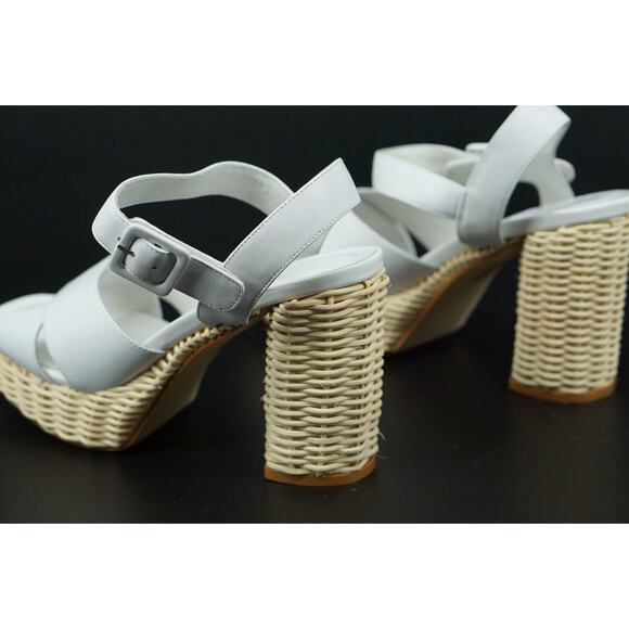 Jeffrey Campbell Amma Platform White Scandal SZ 9 Ankle Wicker Woven Cross strap - Picture 10 of 12